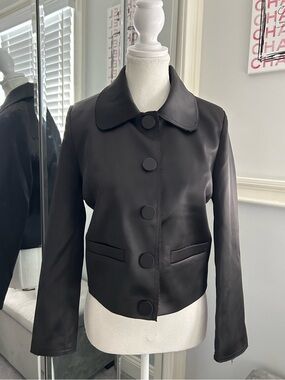 Central Park West Anything Goes Women's Black Satin Jacket Size S NWT